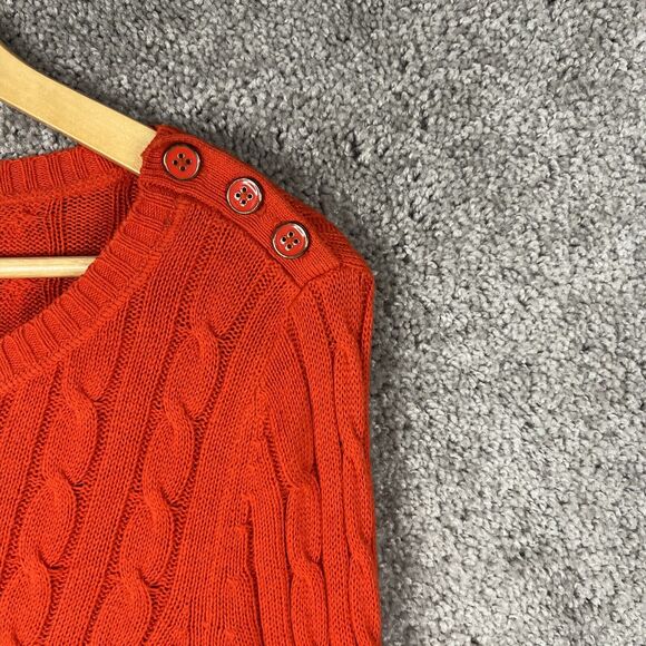 Banana Republic Sweater Womens XS Red Cable Knit Long Sleeve Scoop Neck Pullover - Picture 5 of 12